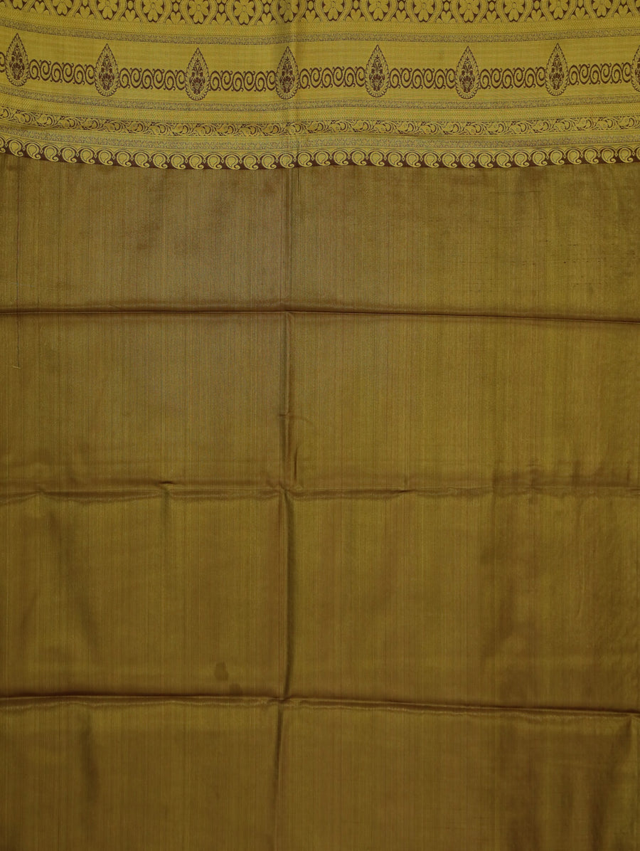 Olive Green Uppada Inspired Semi Silk Saree with Medium Medium Contrast Border