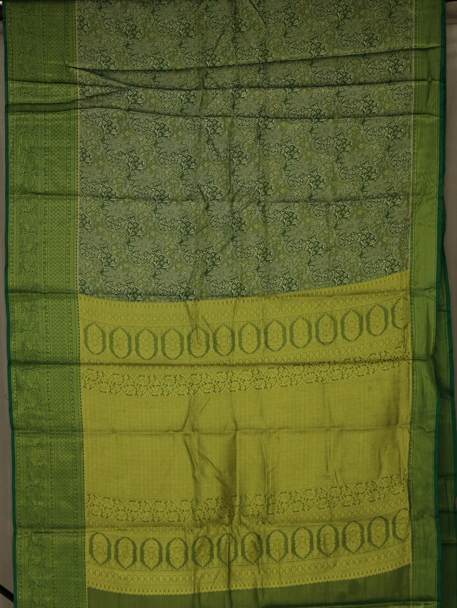 Lime Green Uppada Inspired Semi Silk Saree with Narrow Narrow Self Border