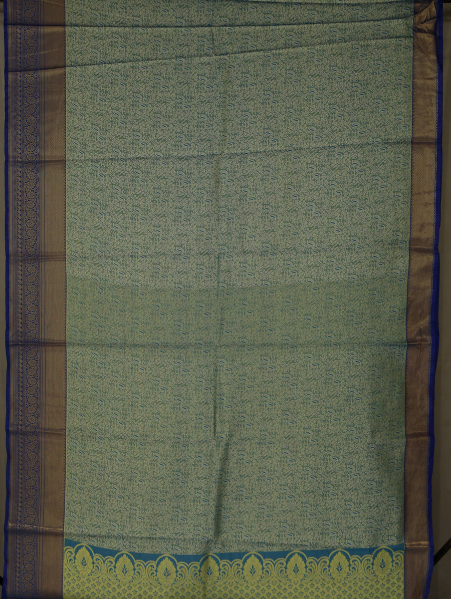 Sage Green Dharmavaram Inspired Semi Silk Saree with Medium Medium Contrast Border
