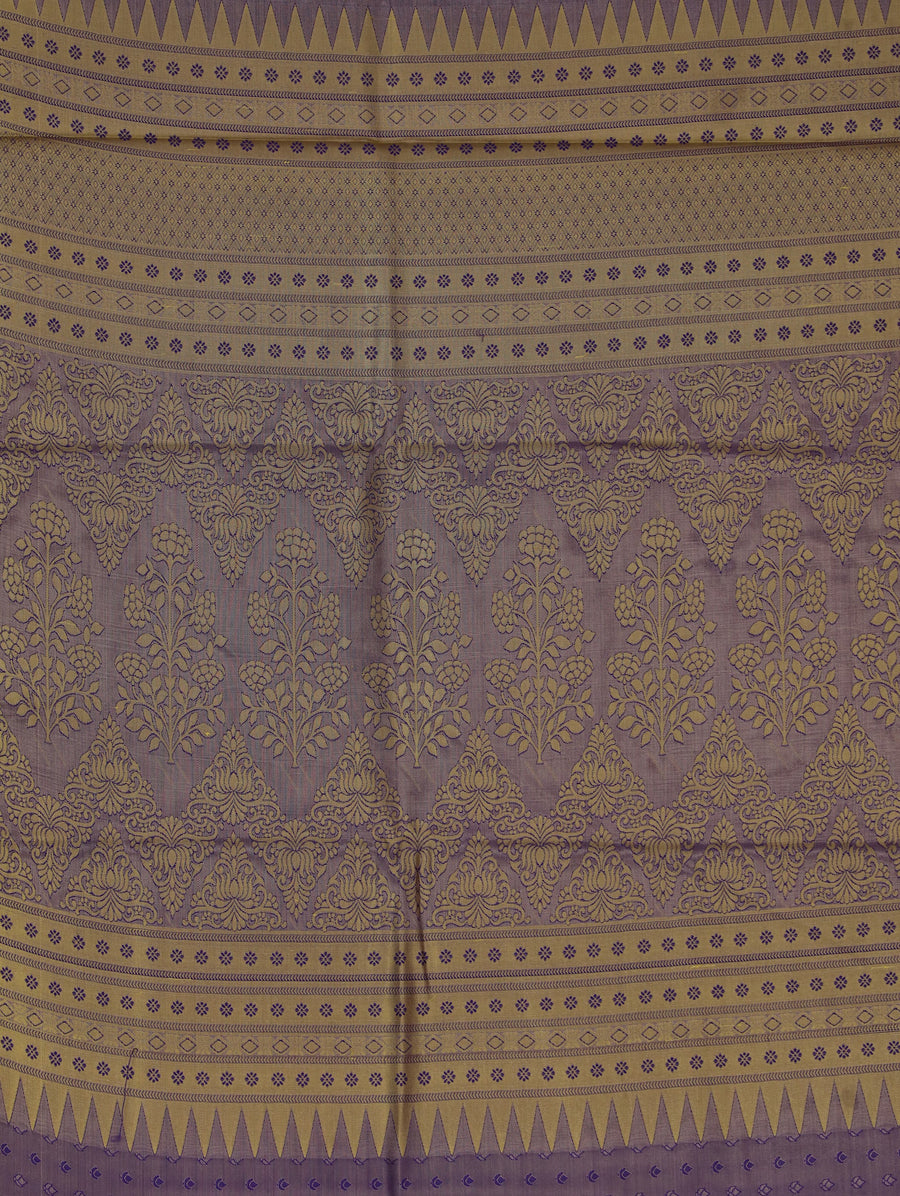 Lavender Kanchipuram Inspired Semi Silk Saree with Wide Wide Contrast Border