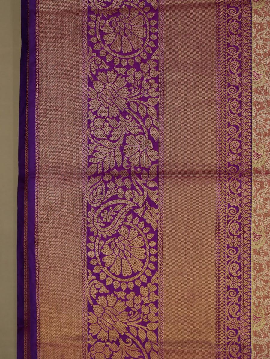 Blush Pink Dharmavaram Inspired Semi Silk Saree with Wide Wide Contrast Border