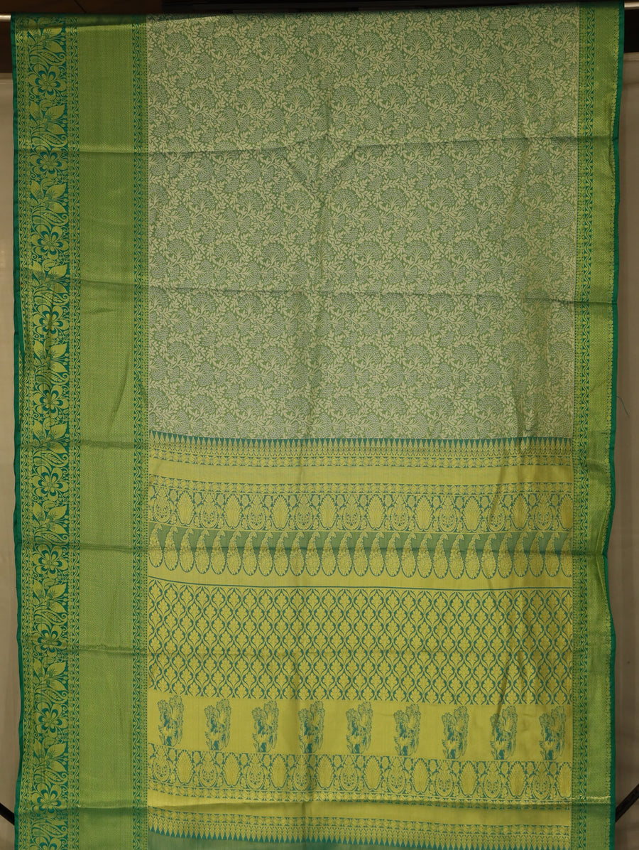 Sage Green Uppada Inspired Semi Silk Saree with Wide Wide Contrast Border