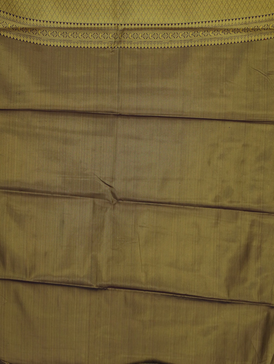 Sage Green Kanchipuram Inspired Semi Silk Saree with Medium Medium Contrast Border