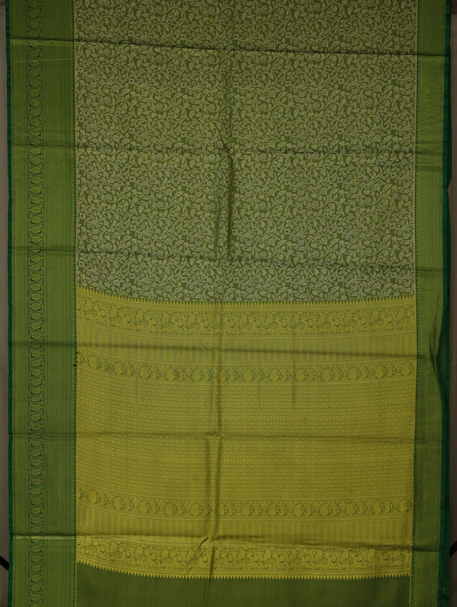 Olive Green Uppada Inspired Semi Silk Saree with Medium Medium Self Border