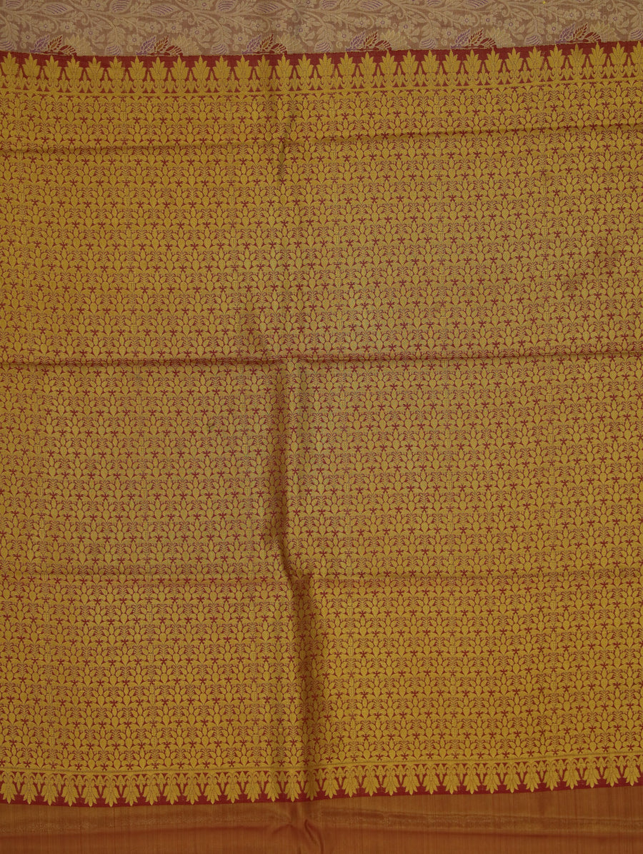 Champagne Gold Dharmavaram Inspired Semi Silk Saree with Wide Wide Contrast Border