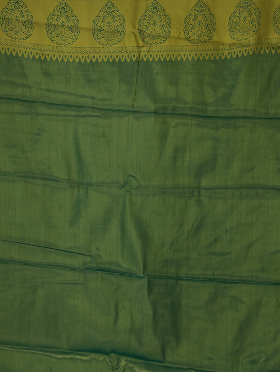 Mint Green Kanchipuram Inspired Semi Silk Saree with Wide Wide Contrast Border