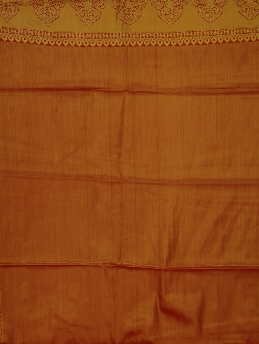 Sunset Orange Dharmavaram Inspired Semi Silk Saree with Wide Wide Self Border