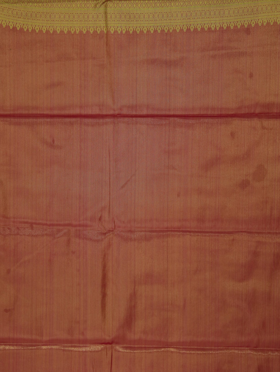Olive Green Dharmavaram Inspired Semi Silk Saree with Wide Wide Contrast Border