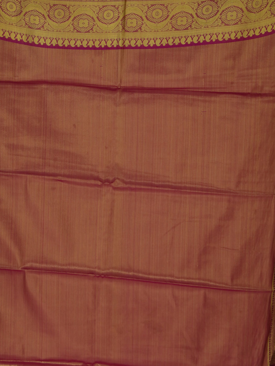Burnt Sienna Dharmavaram Inspired Semi Silk Saree with Medium Medium Contrast Border