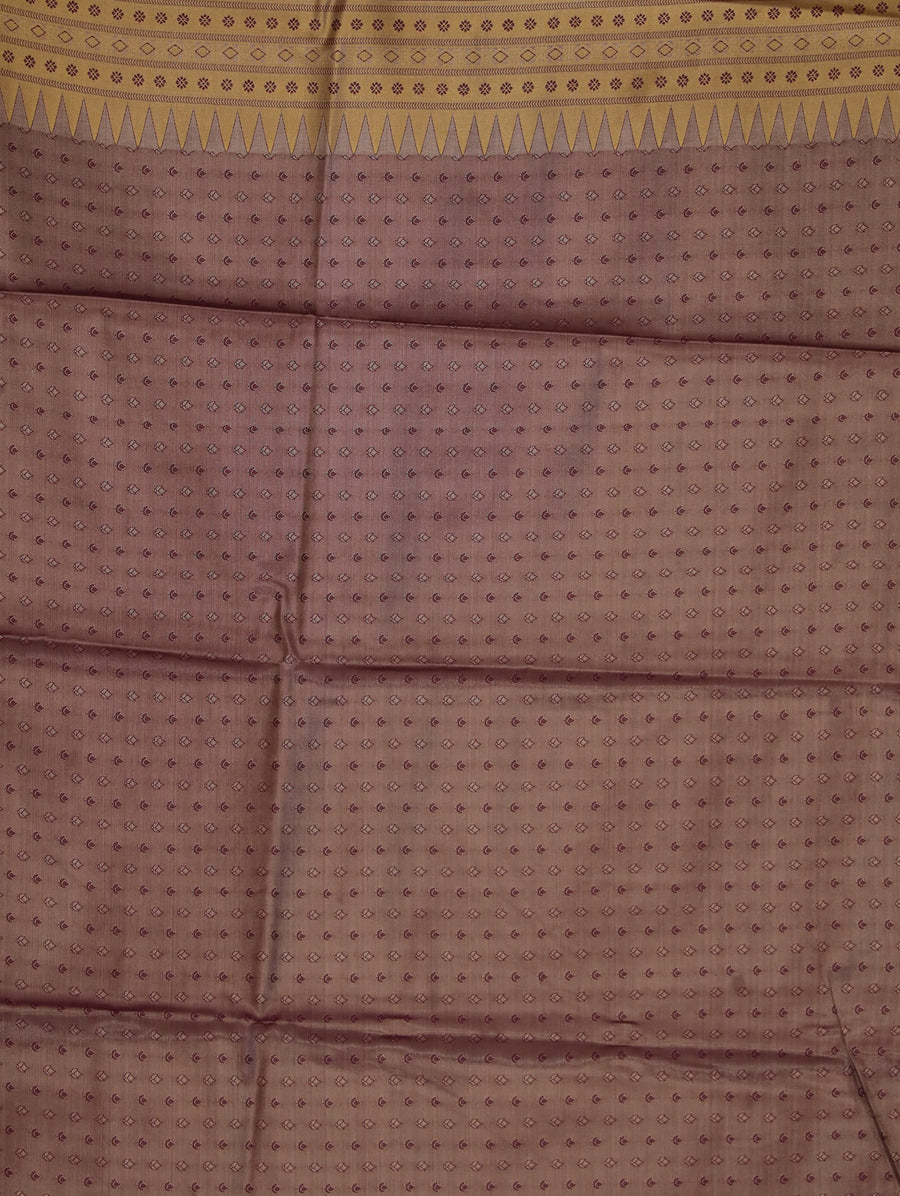 Mauve Gold Dharmavaram Inspired Semi Silk Saree with Wide Wide Contrast Border