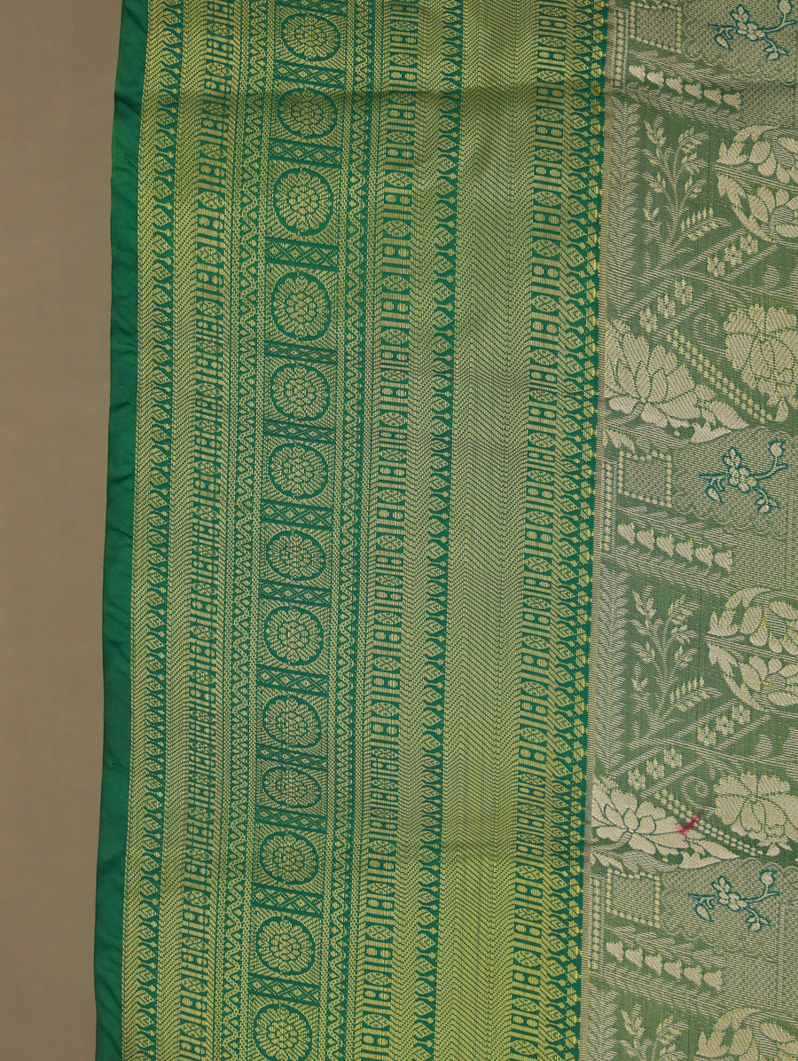 Sage Green Uppada Inspired Semi Silk Saree with Wide Wide Self Border