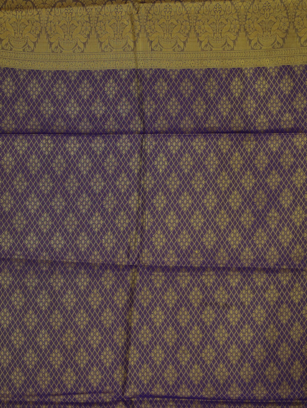 Champagne Gold Kanchipuram Inspired Semi Silk Saree with Wide Wide Contrast Border