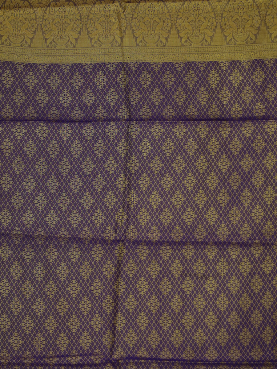 Champagne Gold Kanchipuram Inspired Semi Silk Saree with Wide Wide Contrast Border