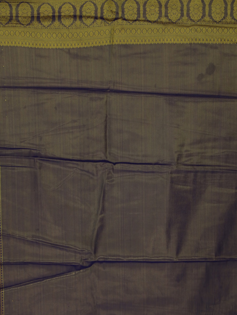 Lilac Frost Kanchipuram Inspired Semi Silk Saree with Wide Wide Contrast Border