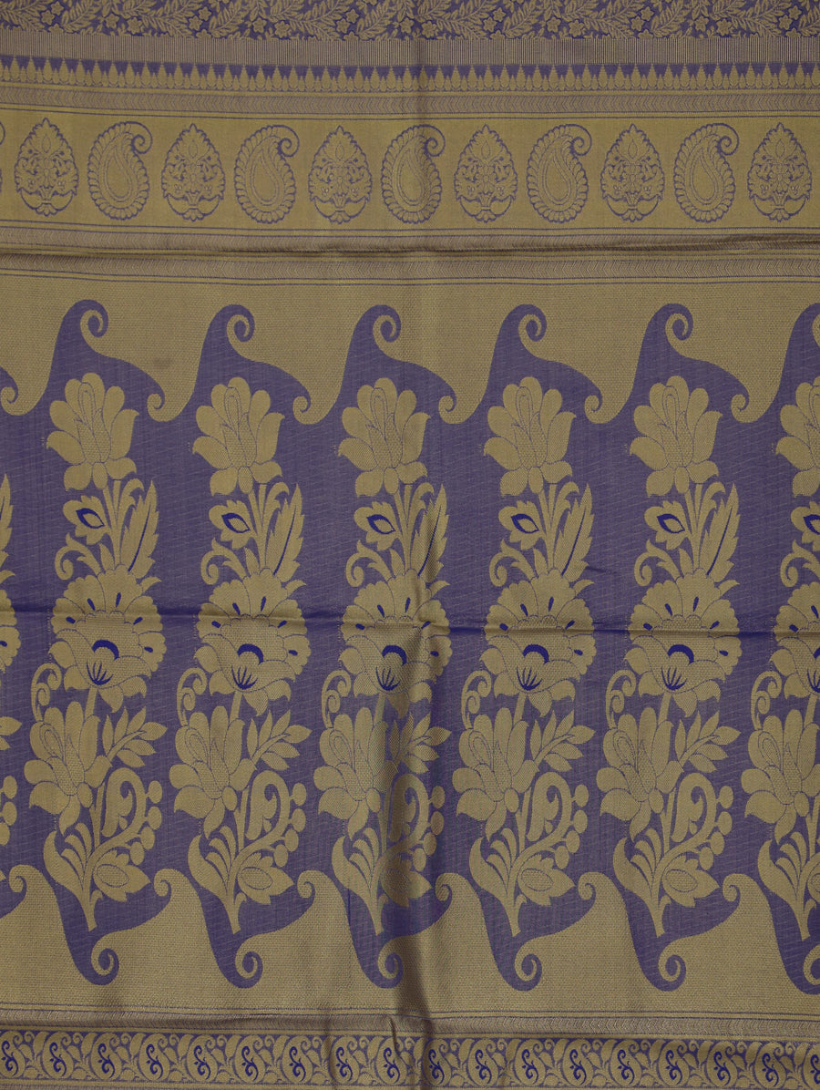 Lavender Mist Kanchipuram Inspired Semi Silk Saree with Wide Wide Contrast Border