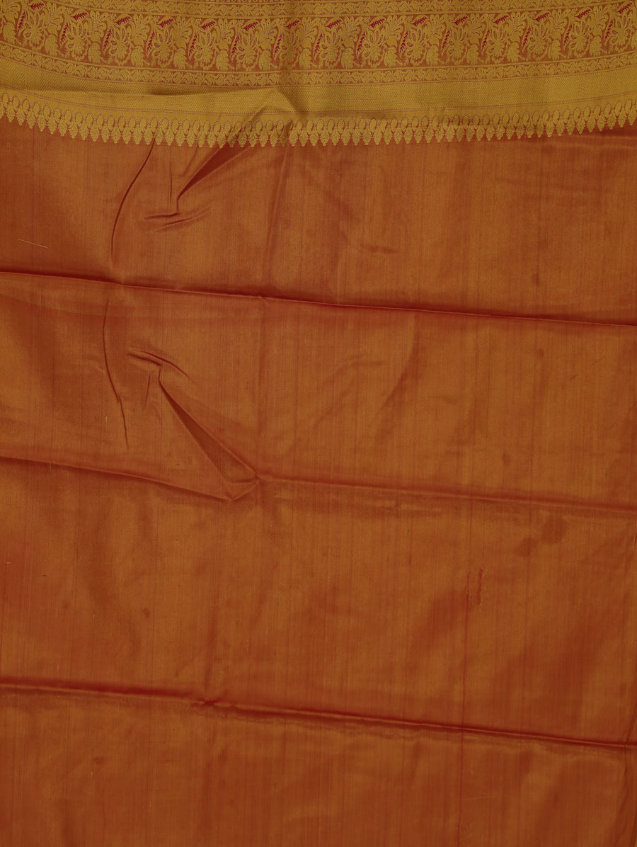Olive Green Kanchipuram Inspired Semi Silk Saree with Medium Medium Contrast Border