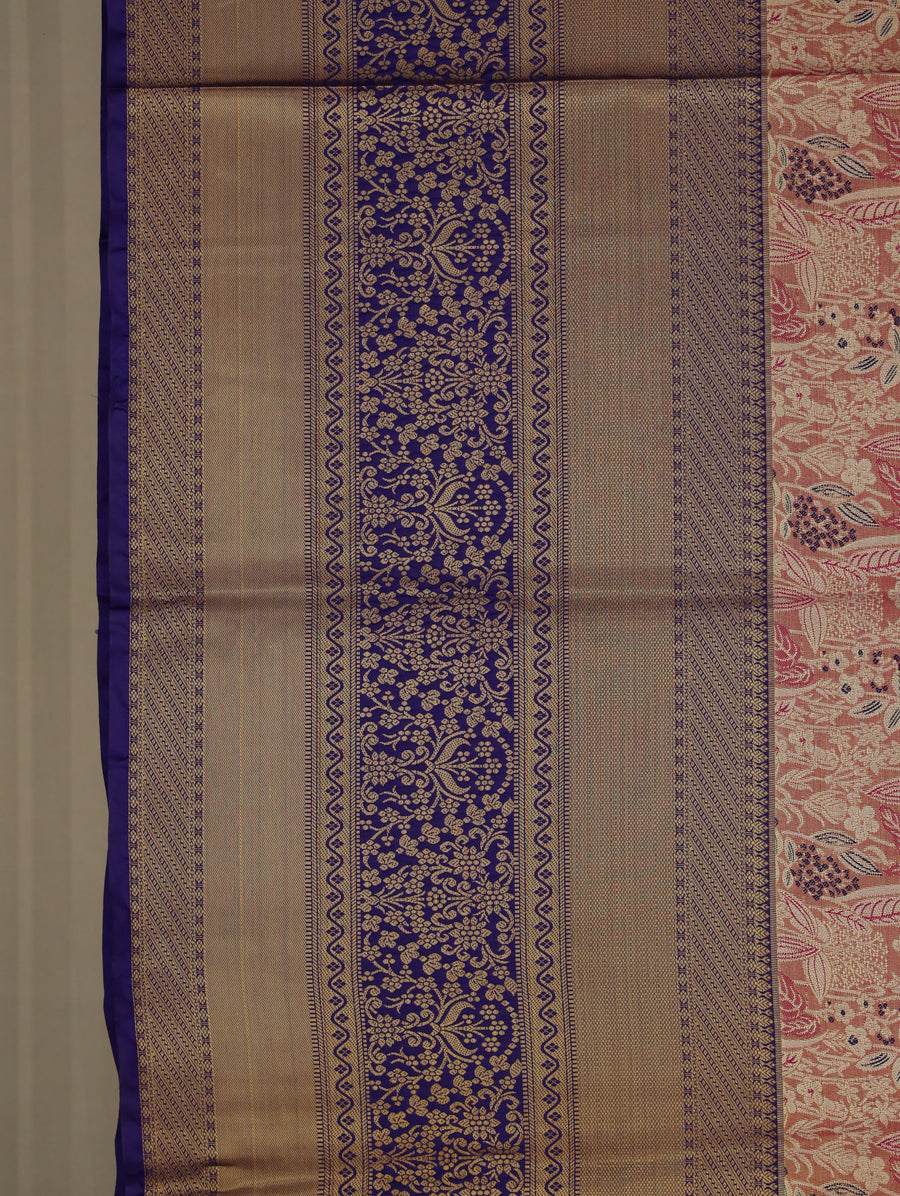 Blush Pink Dharmavaram Inspired Semi Silk Saree with Wide Wide Contrast Border