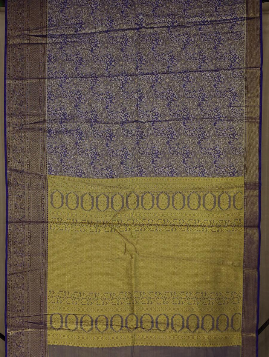 Lilac Frost Kanchipuram Inspired Semi Silk Saree with Wide Wide Contrast Border