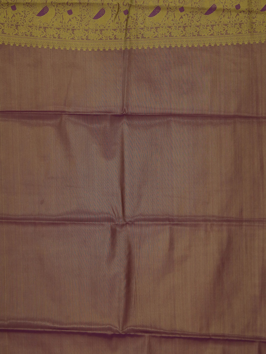 Champagne Gold Dharmavaram Inspired Semi Silk Saree with Wide Wide Contrast Border