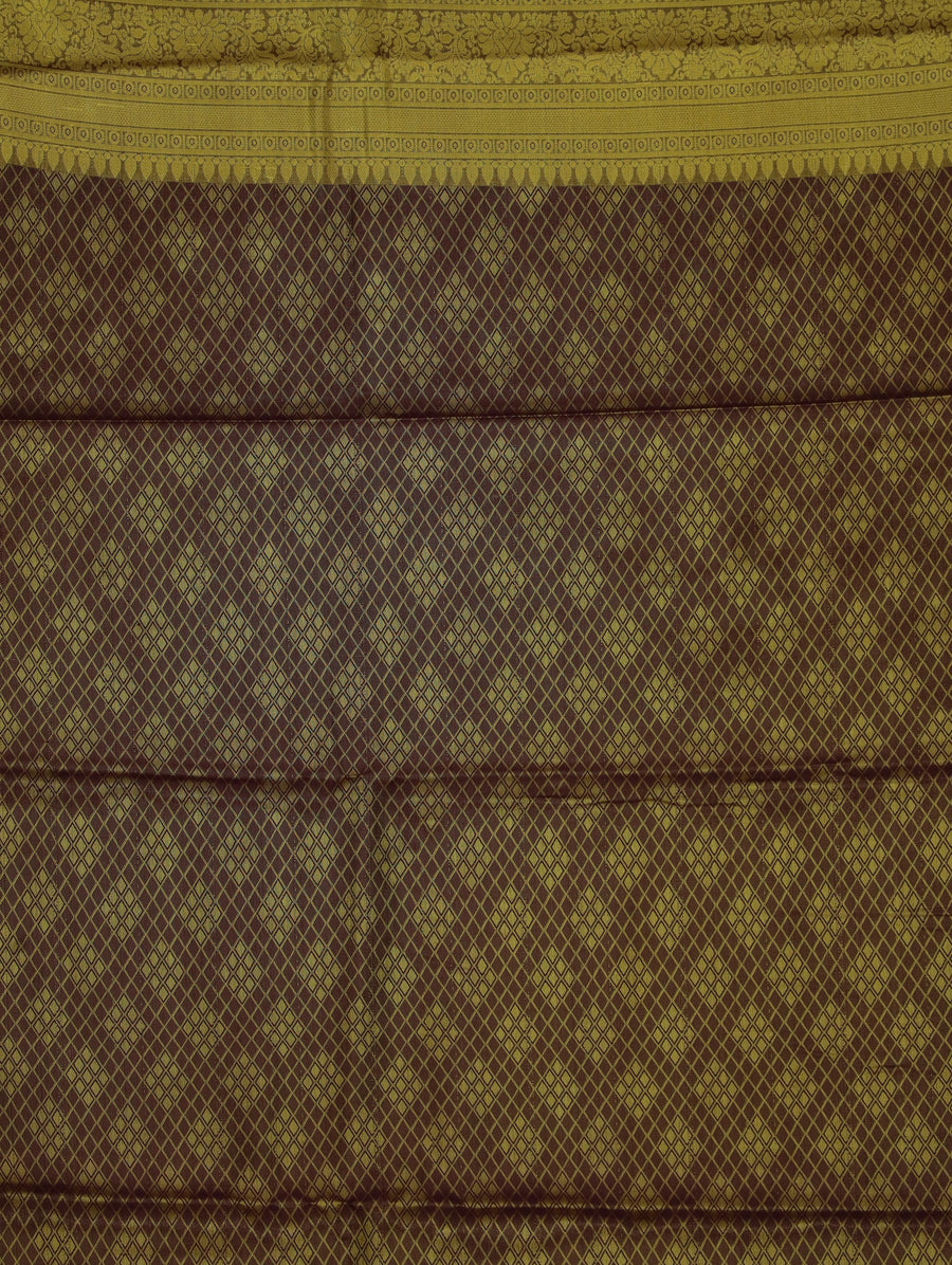 Moss Green Kanchipuram Inspired Semi Silk Saree with Wide Wide Contrast Border