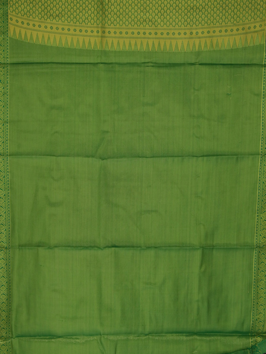 Sage Green Dharmavaram Inspired Semi Silk Saree with Medium Medium Contrast Border