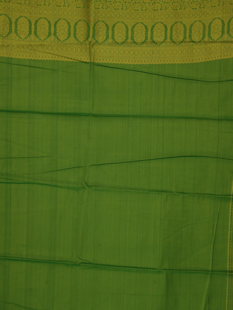 Lime Green Dharmavaram Inspired Semi Silk Saree with Medium Medium Self Border