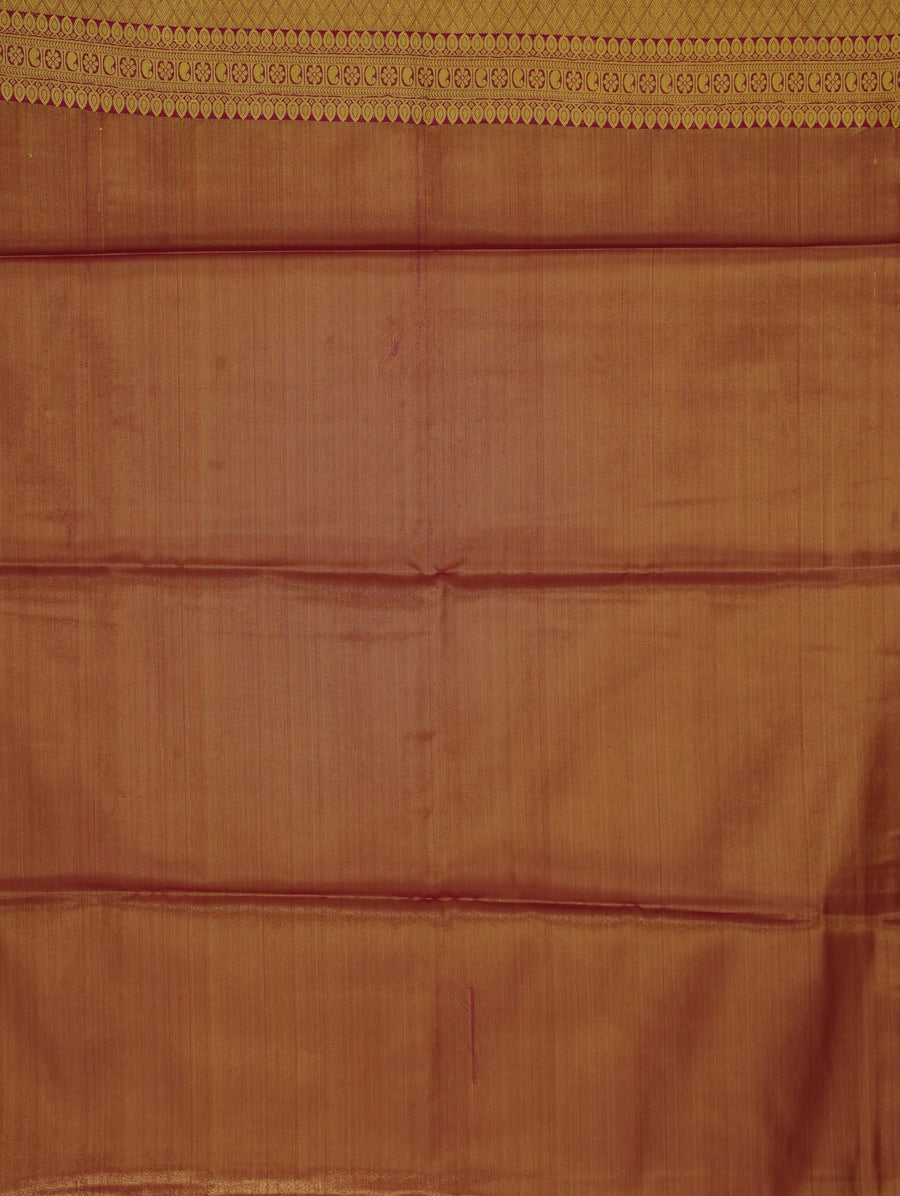 Burnt Sienna Kanchipuram Inspired Semi Silk Saree with Medium Medium Contrast Border