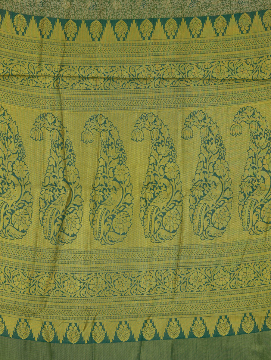 Pistachio Green Dharmavaram Inspired Semi Silk Saree with Wide Wide Contrast Border
