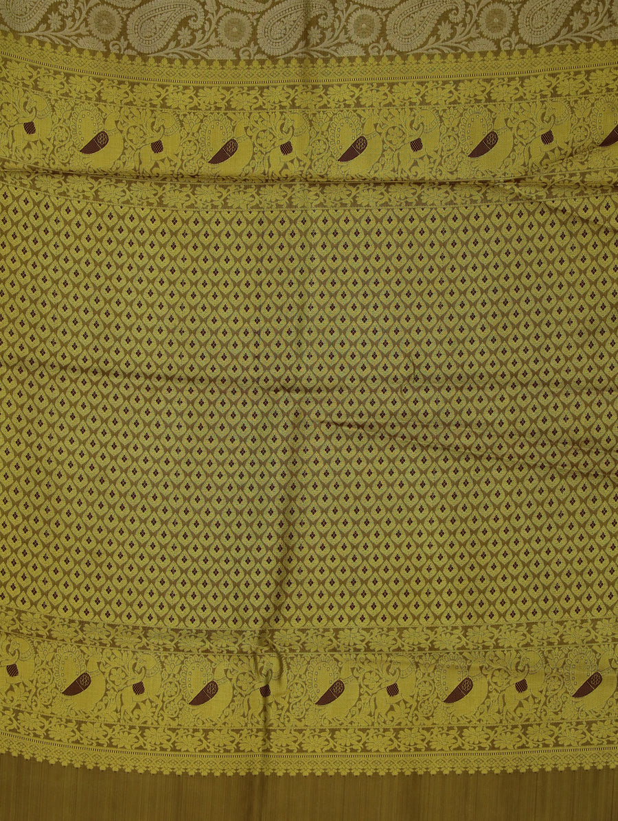 Sunlit Mustard Uppada Inspired Semi Silk Saree with Wide Wide Contrast Border