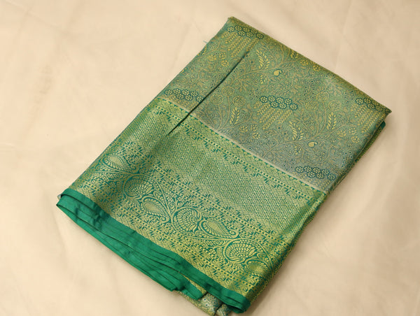 Olive Green Dharmavaram Inspired Semi Silk Saree with Narrow Narrow Self Border