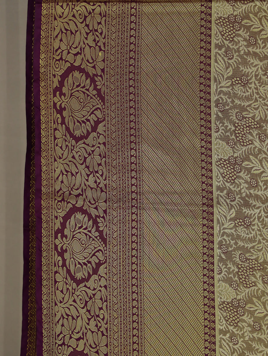 Olive Green Dharmavaram Inspired Semi Silk Saree with Medium Medium Contrast Border