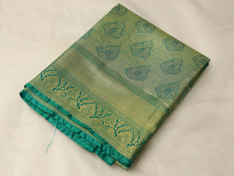Mint Green Uppada Inspired Semi Silk Saree with Narrow Narrow Self Border