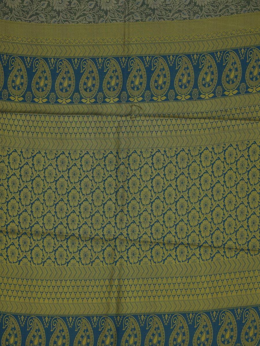 Sage Green Uppada Inspired Semi Silk Saree with Medium Medium Contrast Border