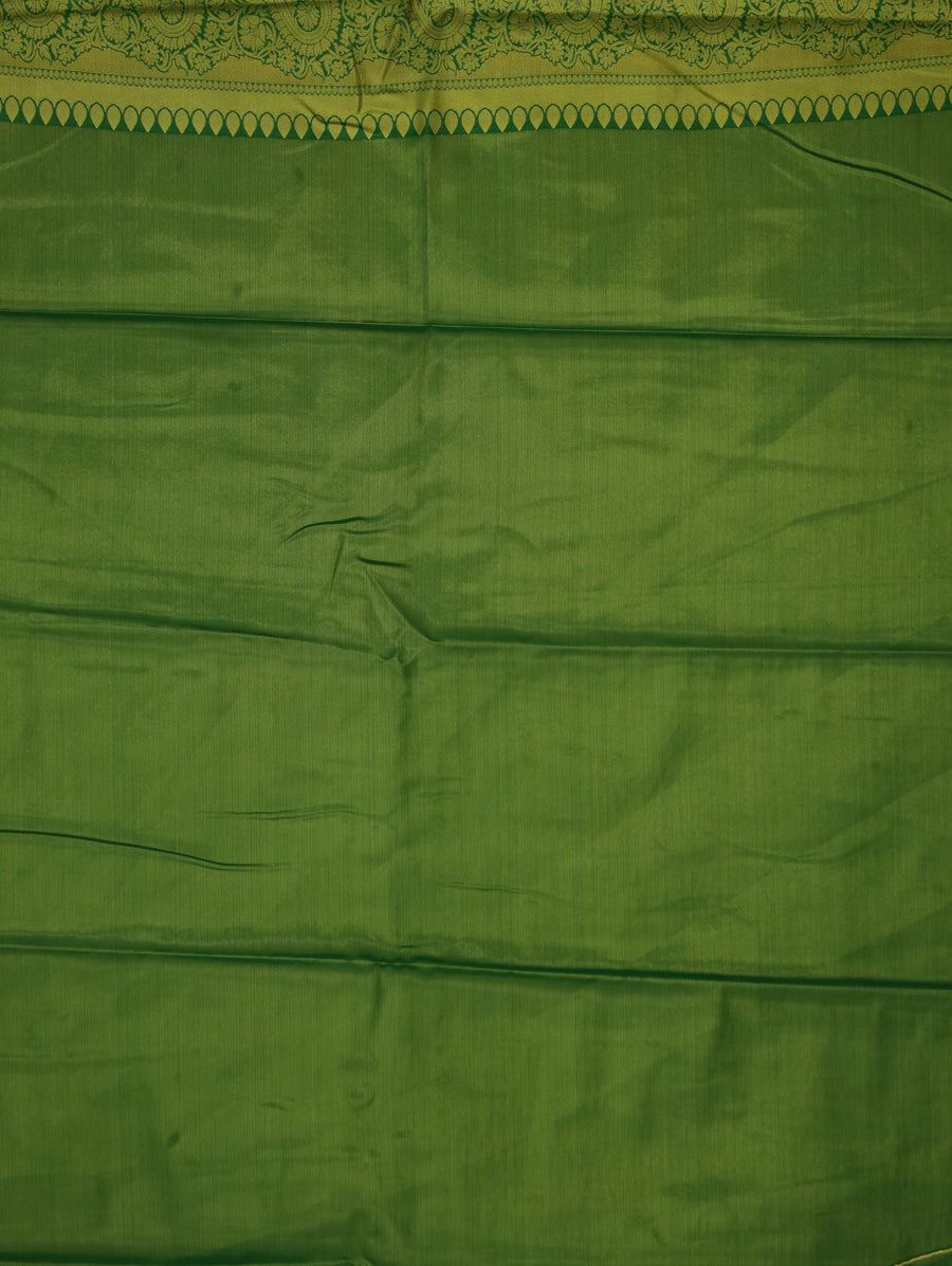 Fern Green Mysore Inspired Semi Silk Saree with Wide Wide Self Border