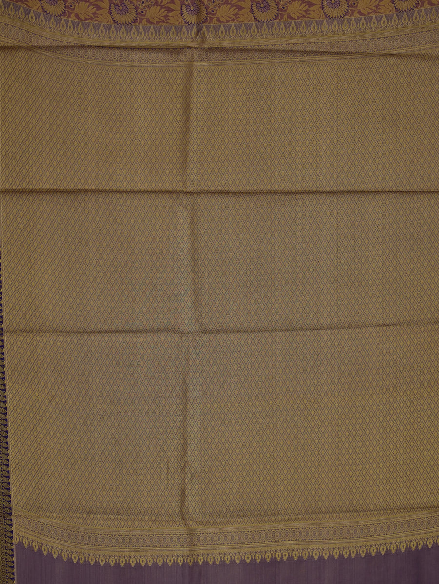 Champagne Gold Dharmavaram Inspired Semi Silk Saree with Medium Medium Contrast Border