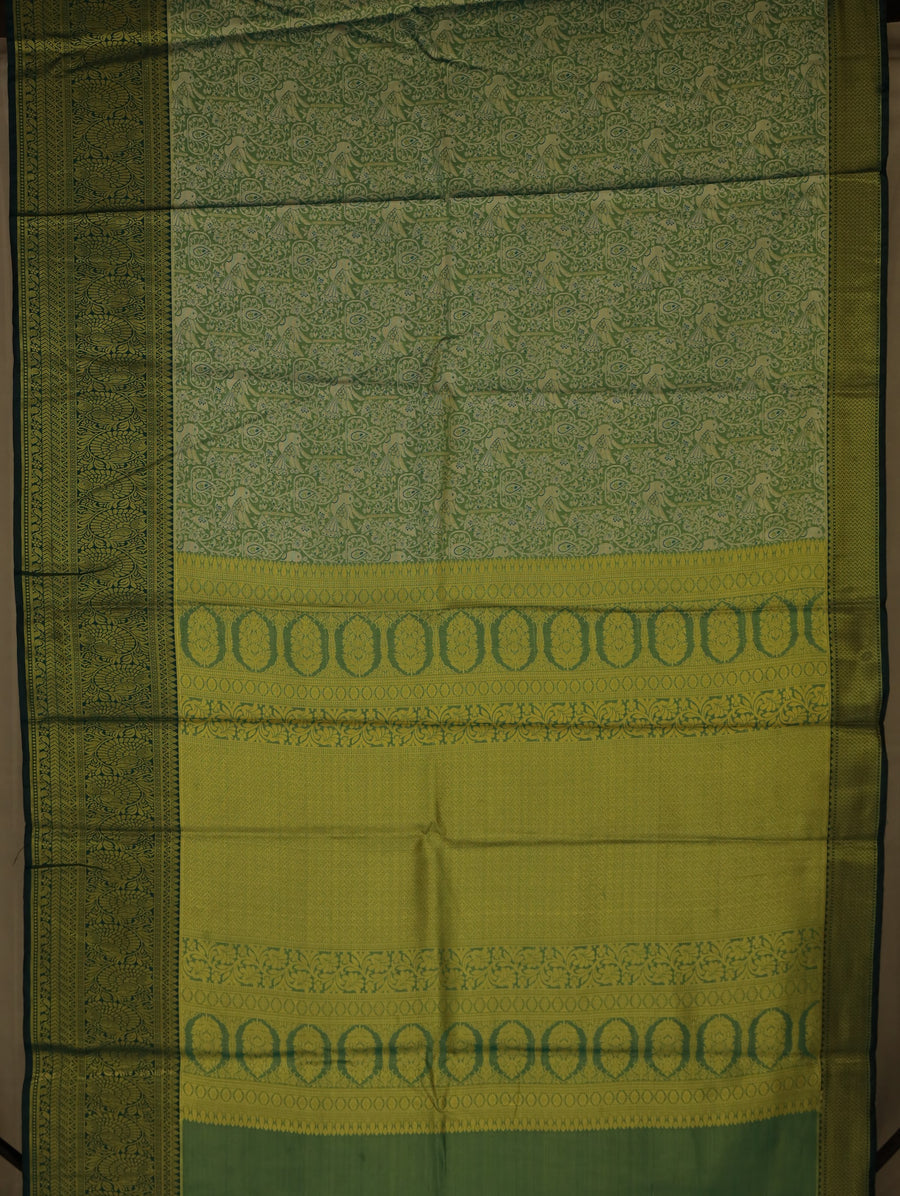 Mint Green Uppada Inspired Semi Silk Saree with Wide Wide Contrast Border