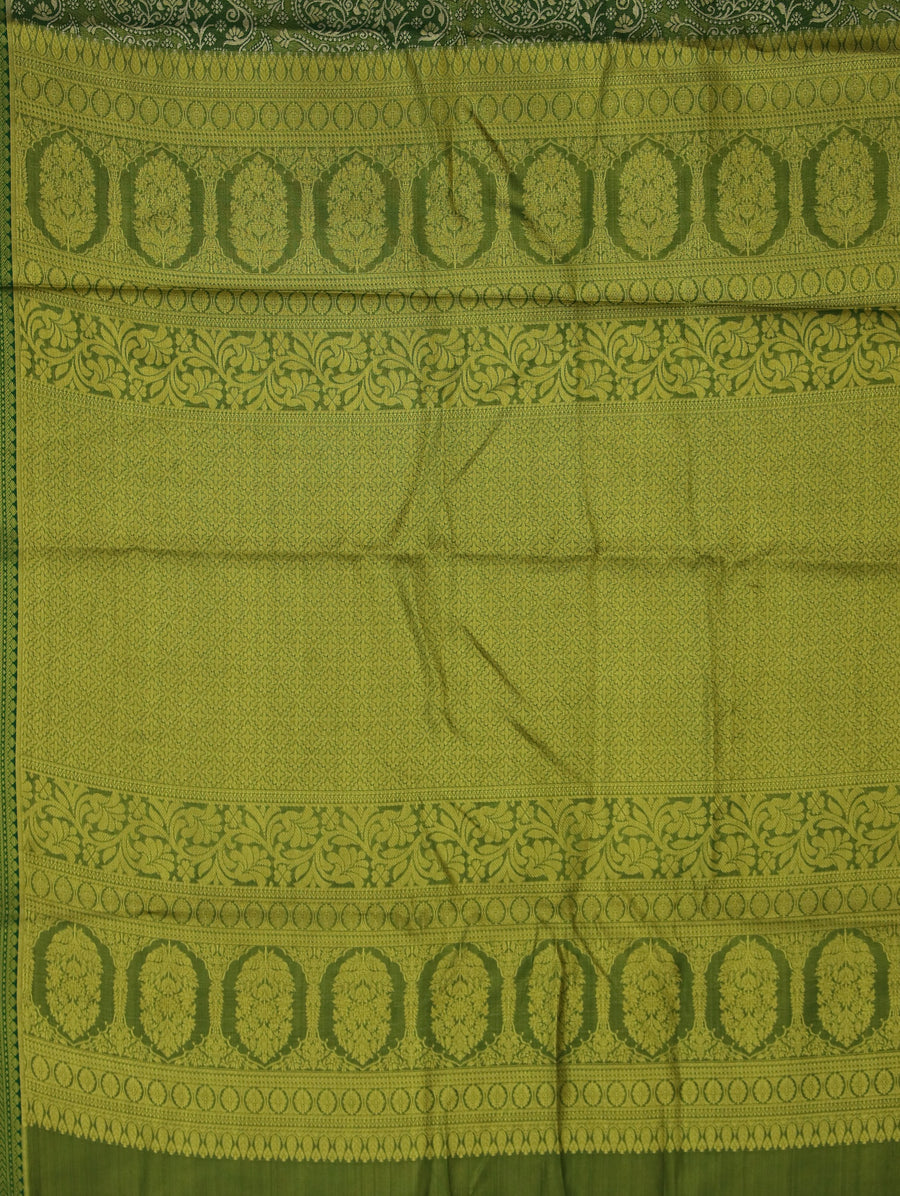 Lime Green Uppada Inspired Semi Silk Saree with Narrow Narrow Self Border
