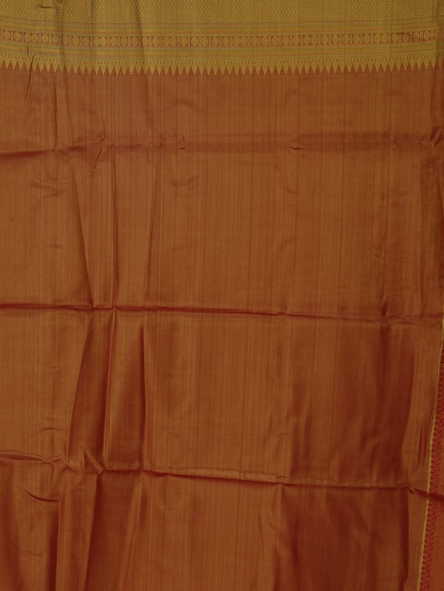 Lime Green Kanchipuram Inspired Semi Silk Saree with Wide Wide Contrast Border