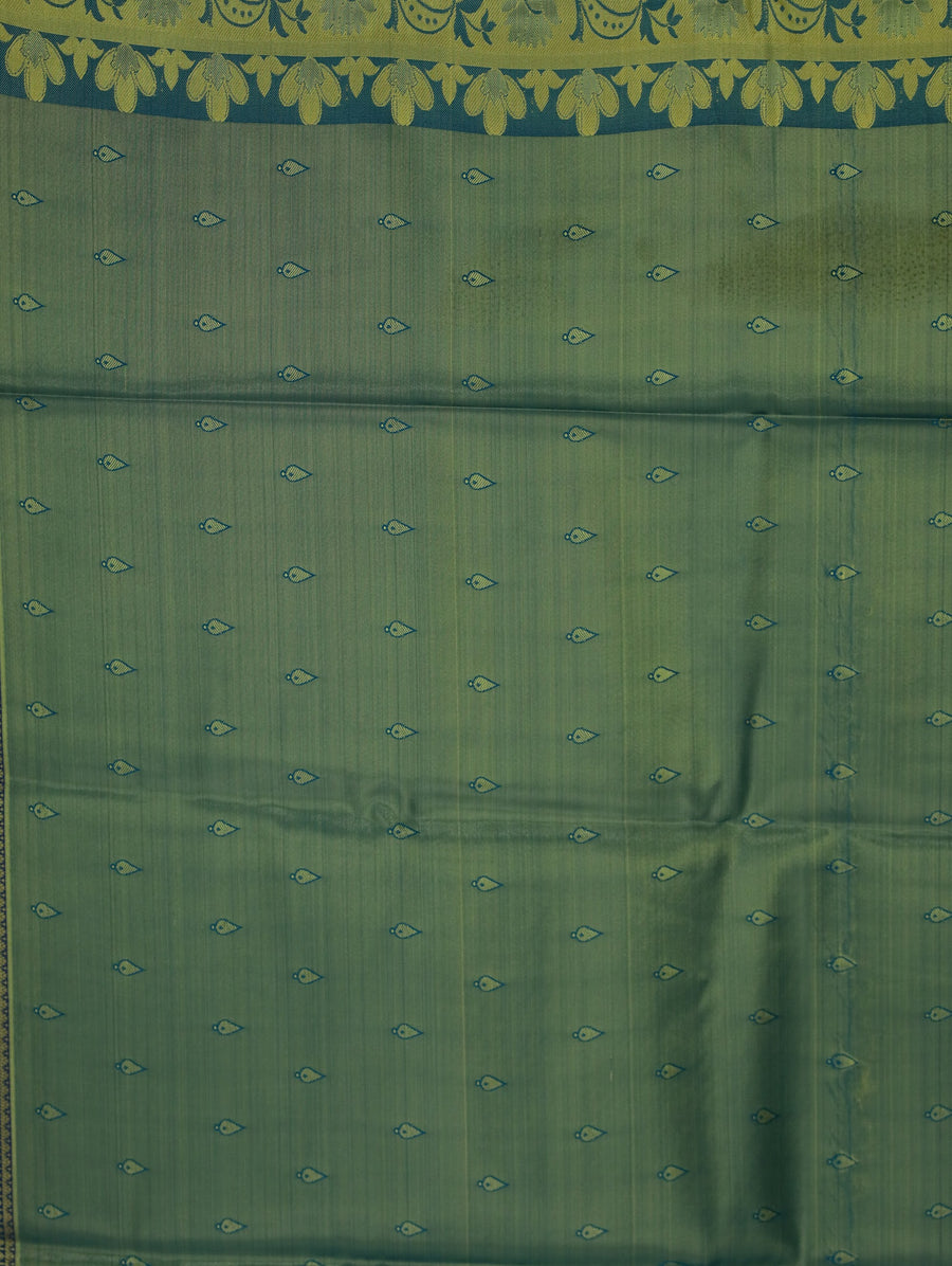 Sage Green Uppada Inspired Semi Silk Saree with Wide Wide Contrast Border