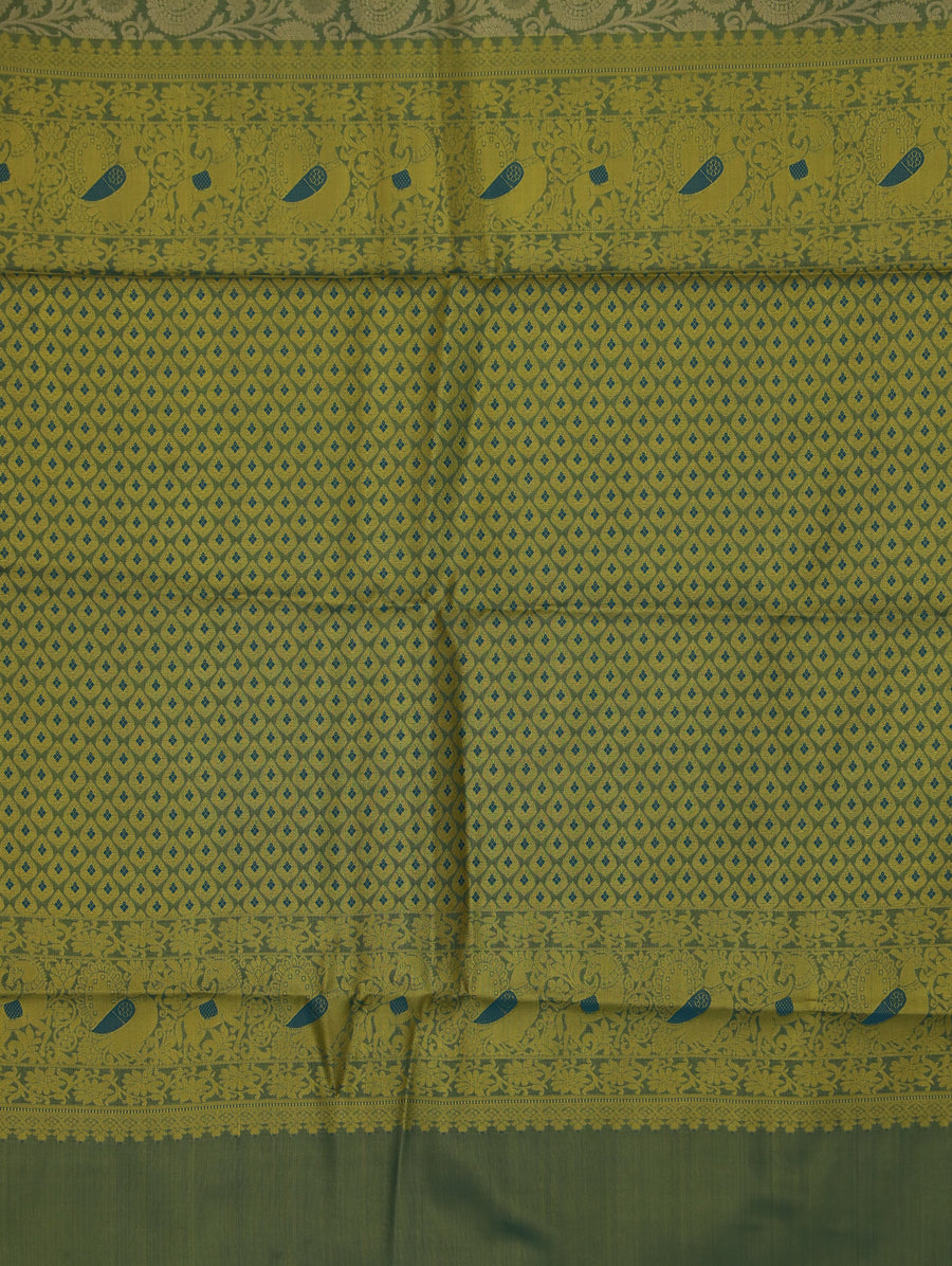 Sage Green Dharmavaram Inspired Semi Silk Saree with Wide Wide Contrast Border