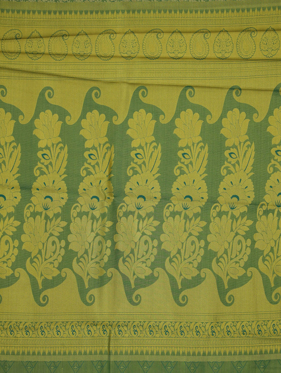 Sage Green Uppada Inspired Semi Silk Saree with Medium Medium Contrast Border