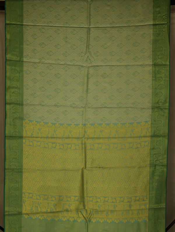 Sage Green Kanchipuram Inspired Semi Silk Saree with Medium Medium Self Border