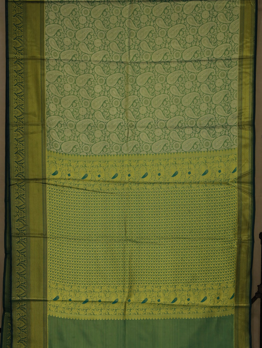 Olive Green Uppada Inspired Semi Silk Saree with Medium Medium Contrast Border