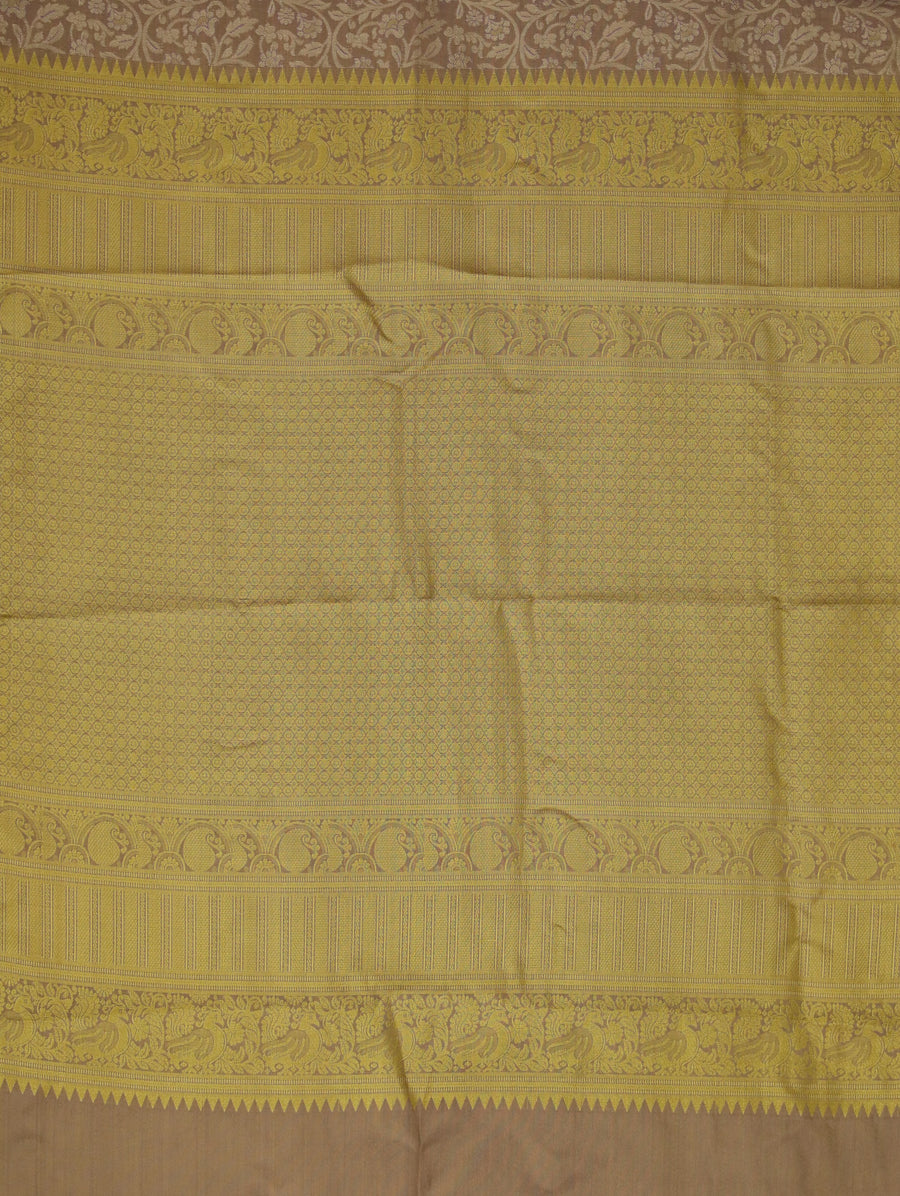 Champagne Gold Dharmavaram Inspired Semi Silk Saree with Medium Medium Contrast Border