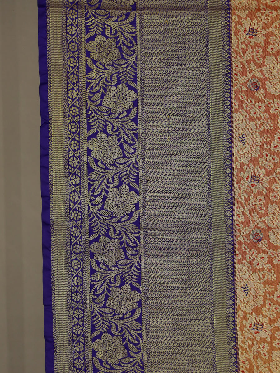 Champagne Gold Dharmavaram Inspired Semi Silk Saree with Medium Medium Contrast Border