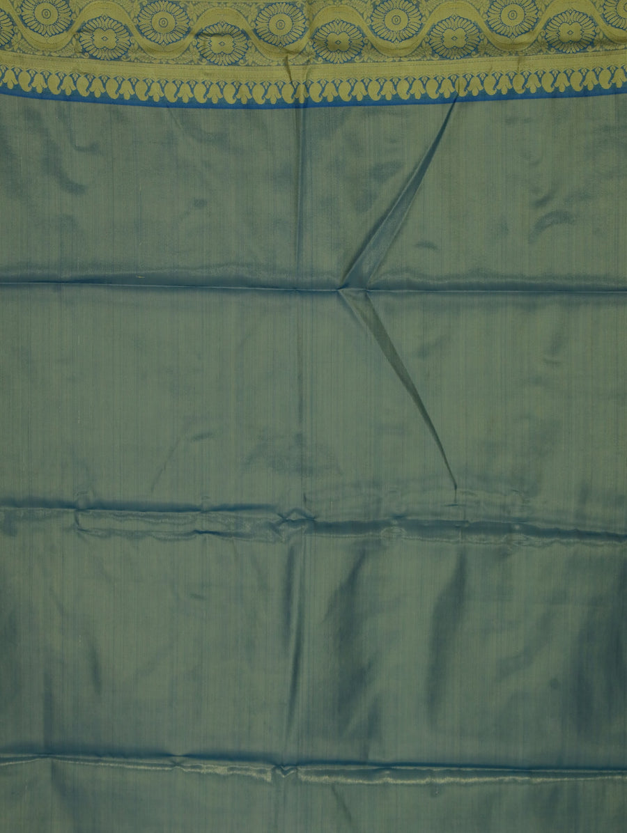 Sage Green Dharmavaram Inspired Semi Silk Saree with Medium Medium Contrast Border