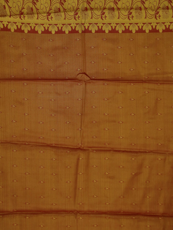 Champagne Gold Kanchipuram Inspired Semi Silk Saree with Medium Medium Contrast Border