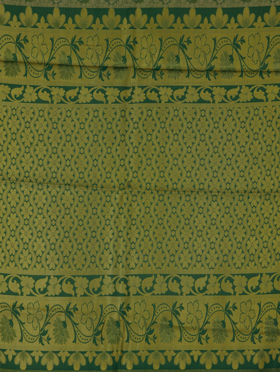 Olive Green Uppada Inspired Semi Silk Saree with Medium Medium Contrast Border