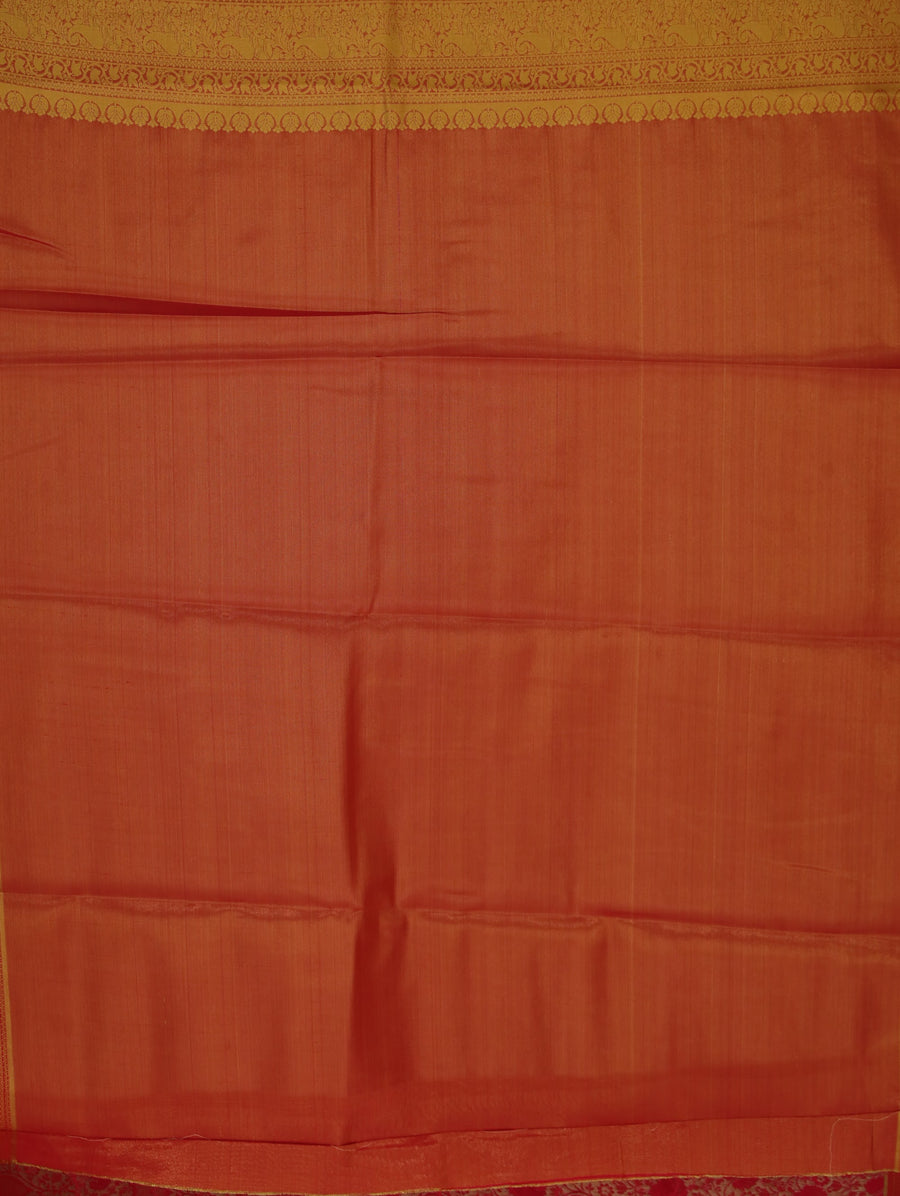 Burnt Orange Dharmavaram Inspired Semi Silk Saree with Medium Medium Contrast Border