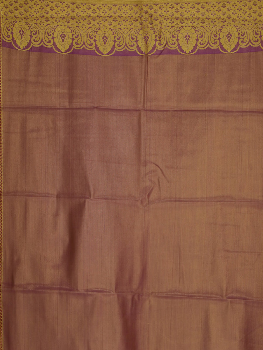 Champagne Gold Dharmavaram Inspired Semi Silk Saree with Wide Wide Contrast Border